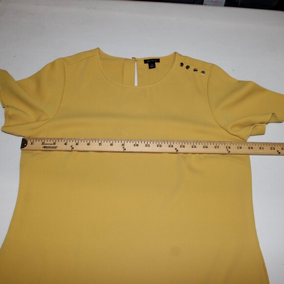 Ann Taylor Dress Sz 10 Mustard Yellow Pockets Knee Length 100% Polyester Dress - Picture 13 of 14